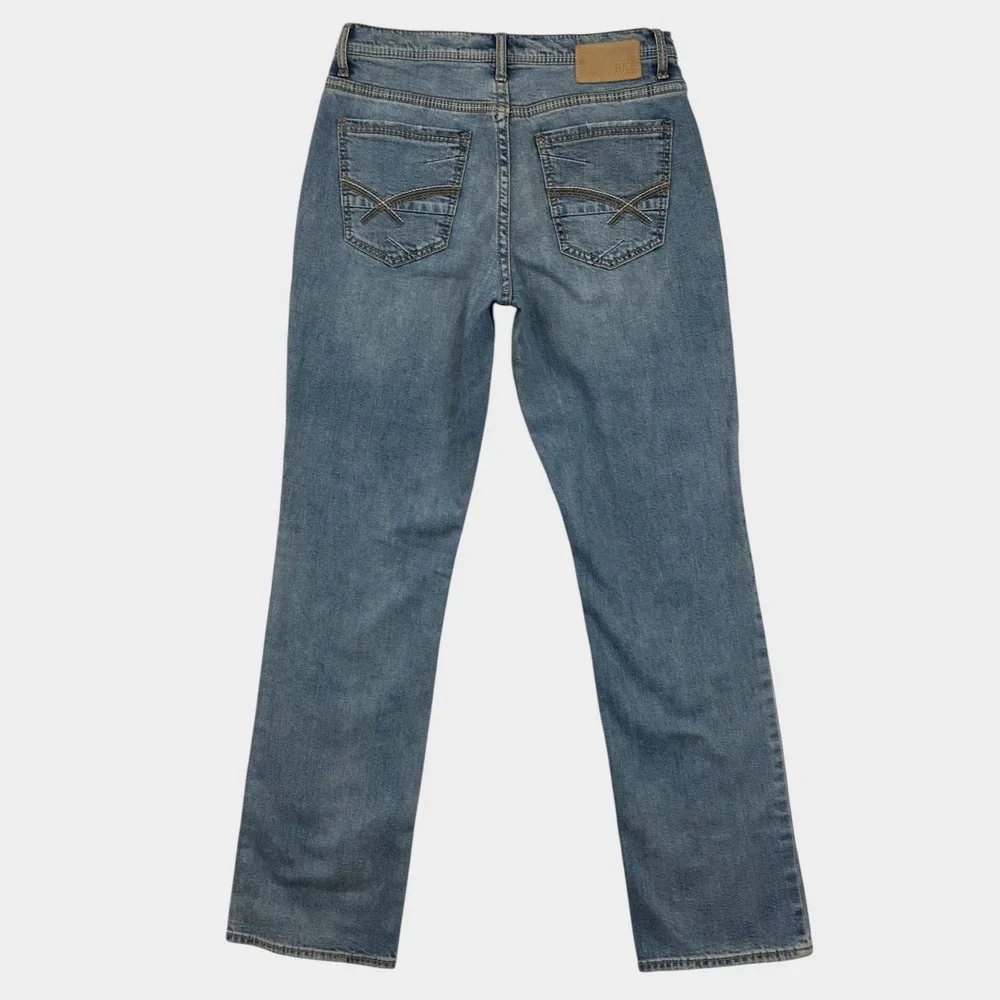 BKE Tyler Mens Light Wash Straight Leg Stretch Denim Jeans 32x34 Blue